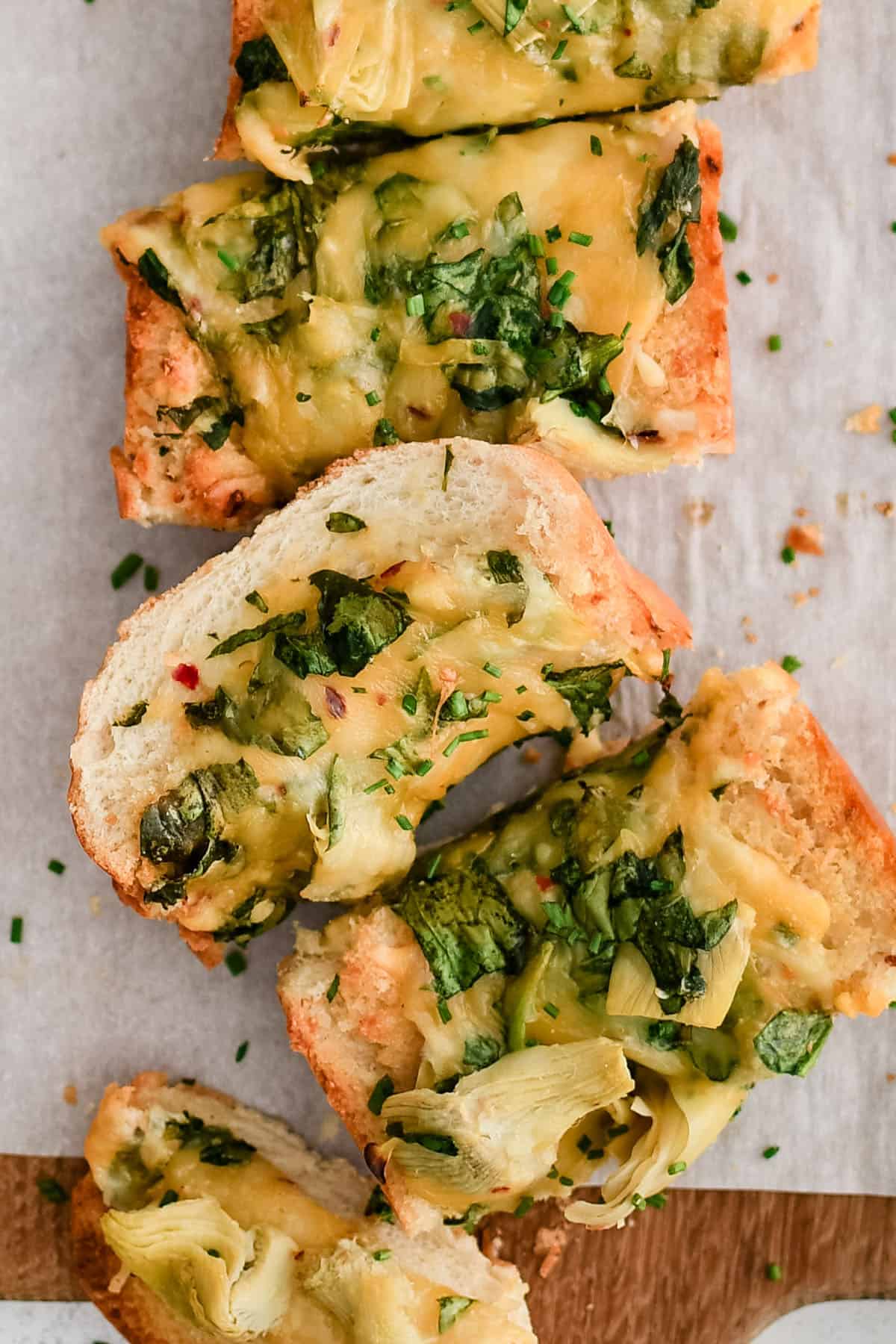 Spinach Artichoke French Bread Pizzas