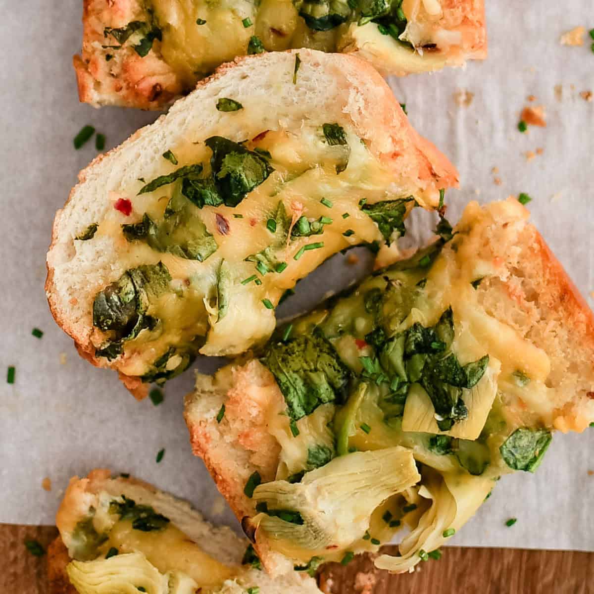 Spinach Artichoke French Bread Pizzas