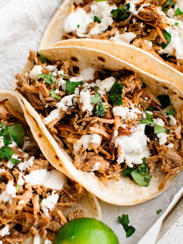 carnitas in taco shells