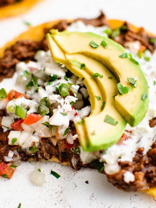 black bean tostadas with toppings