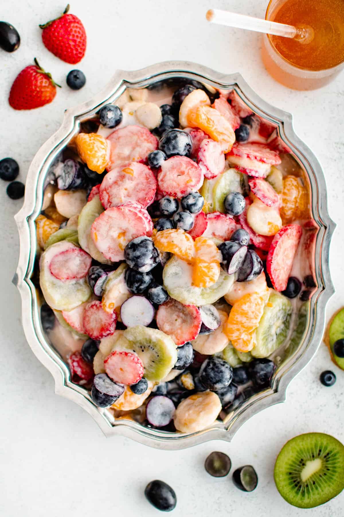 Creamy Fruit Salad in a serving bowl